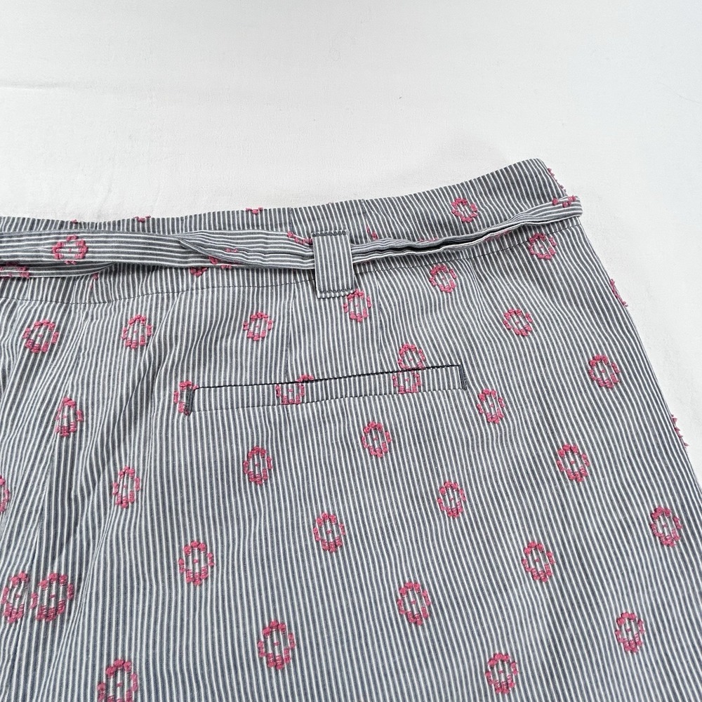 NEW Loft Womens 14 Blue White Striped Flower Embroidered Shorts Preppy Casual - Picture 11 of 12